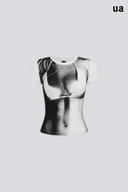 Camiseta de Verão com Impressão de Mapa de Calor Corporal