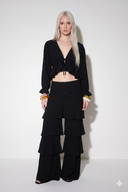 Black Ruffle Flow Pants
