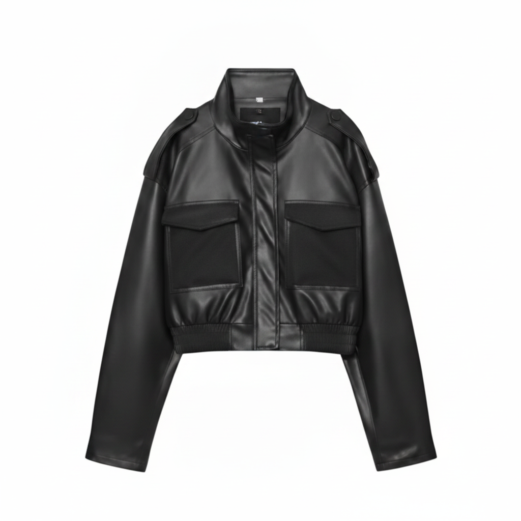 Faux Leather Short Jacket