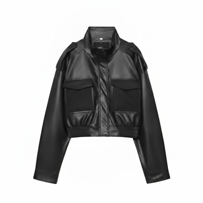 Faux Leather Short Jacket