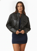 Faux Leather Short Jacket